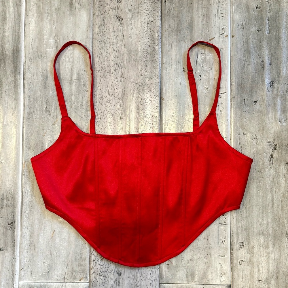 Lioness Red Satin Corset Top
